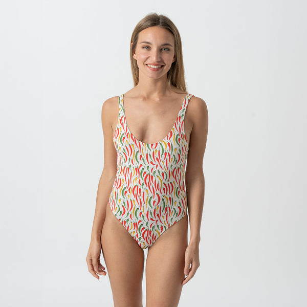 Chillies Swimsuit - White Red