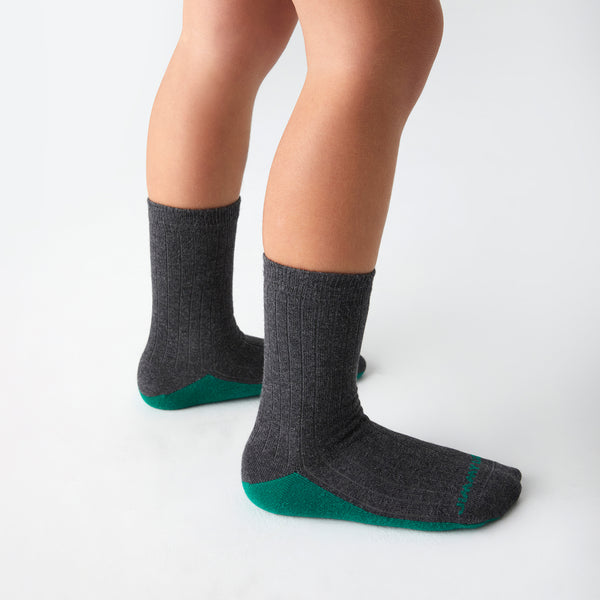 3 x Kids School Ribbed - Grey