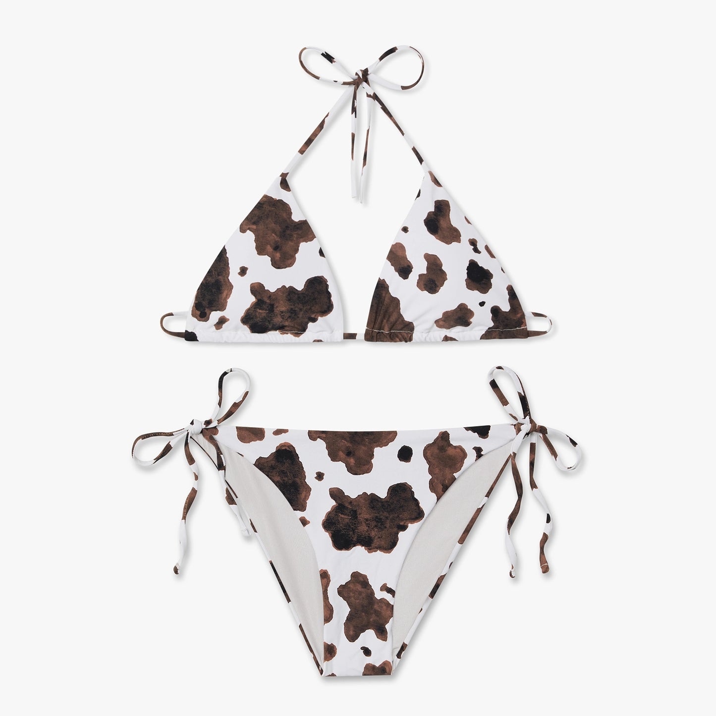 Cow Print Bikini Top - Off White