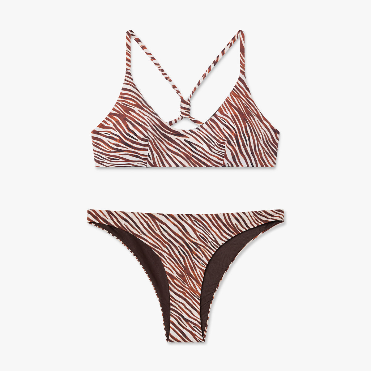 Zebra Print Scoop Top- Beige