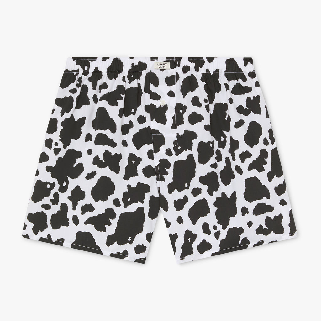 Cow Print Boxer Shorts - White