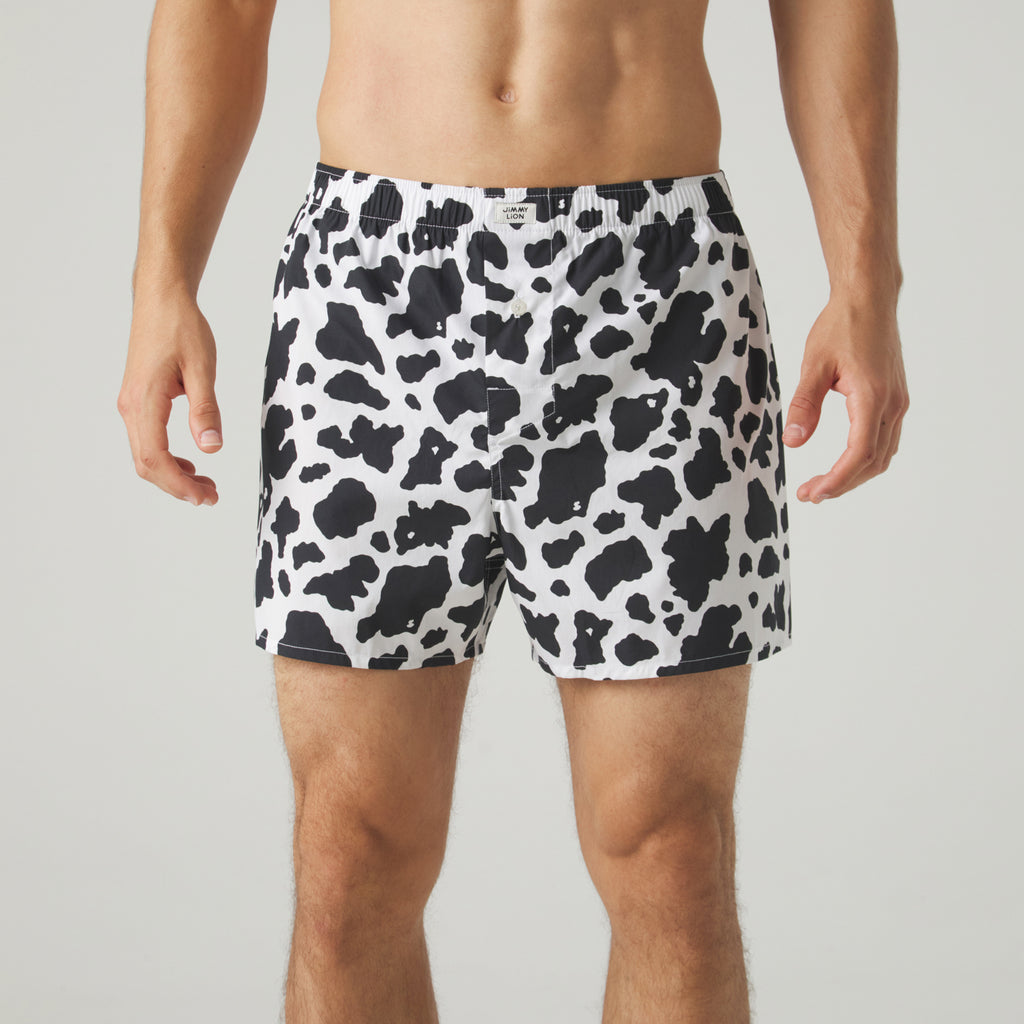 Cow Print Boxer Shorts - White