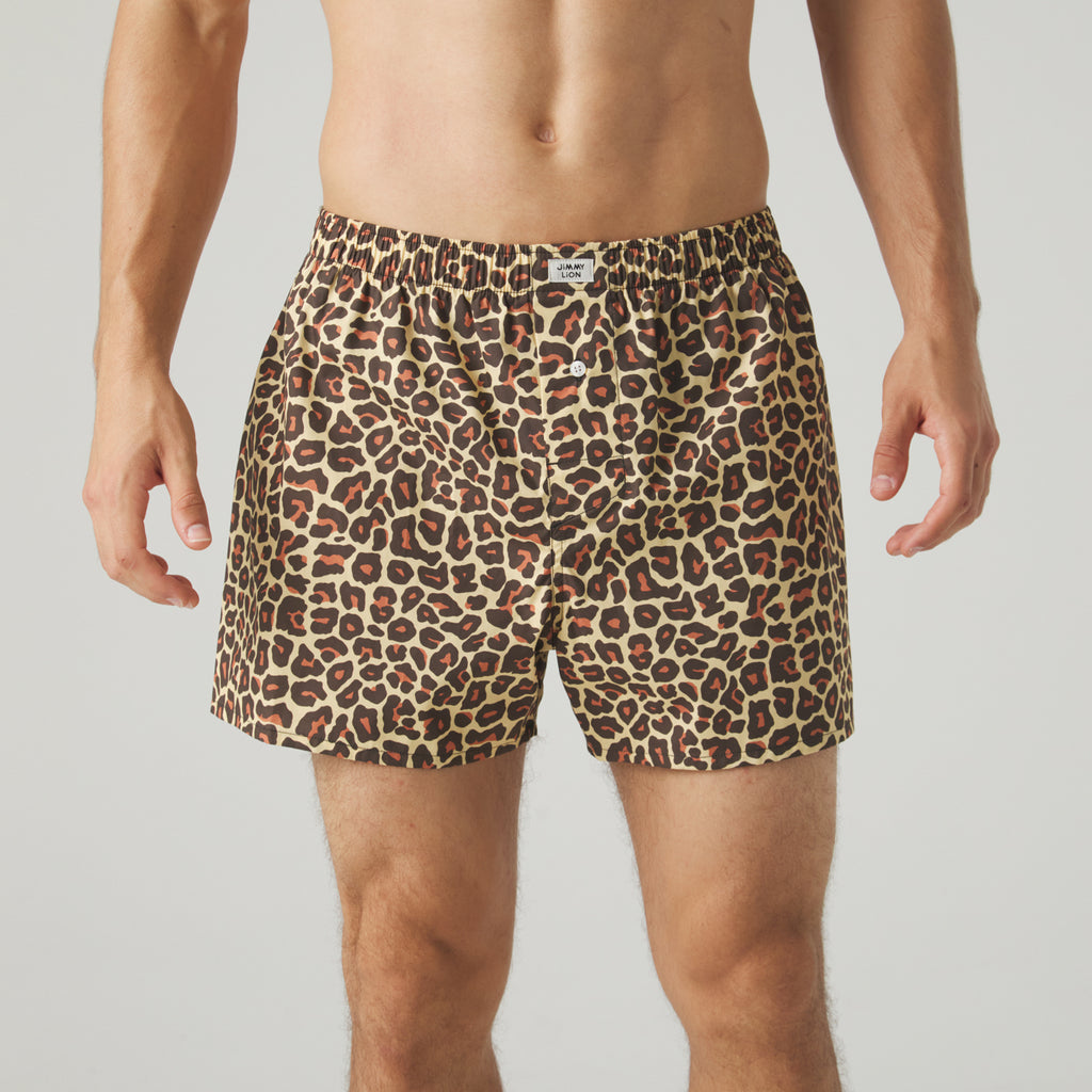 Leopard Print Boxer Shorts - Warm Beige
