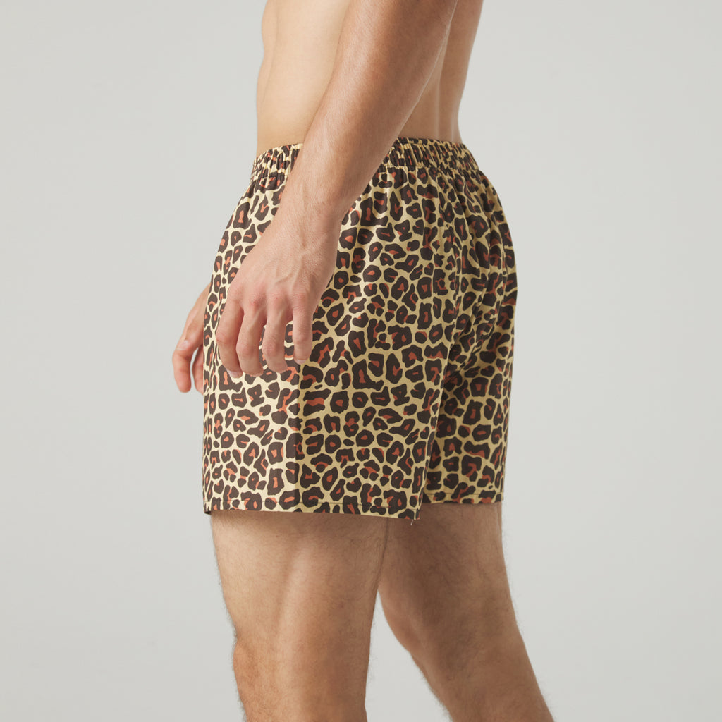 Leopard Print Boxer Shorts - Warm Beige