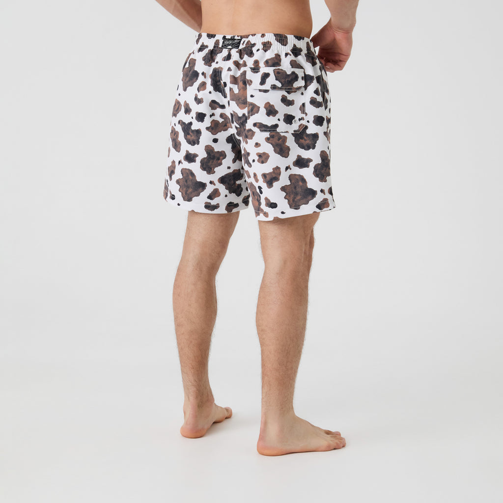 Cow Print Swim Shorts - Off White