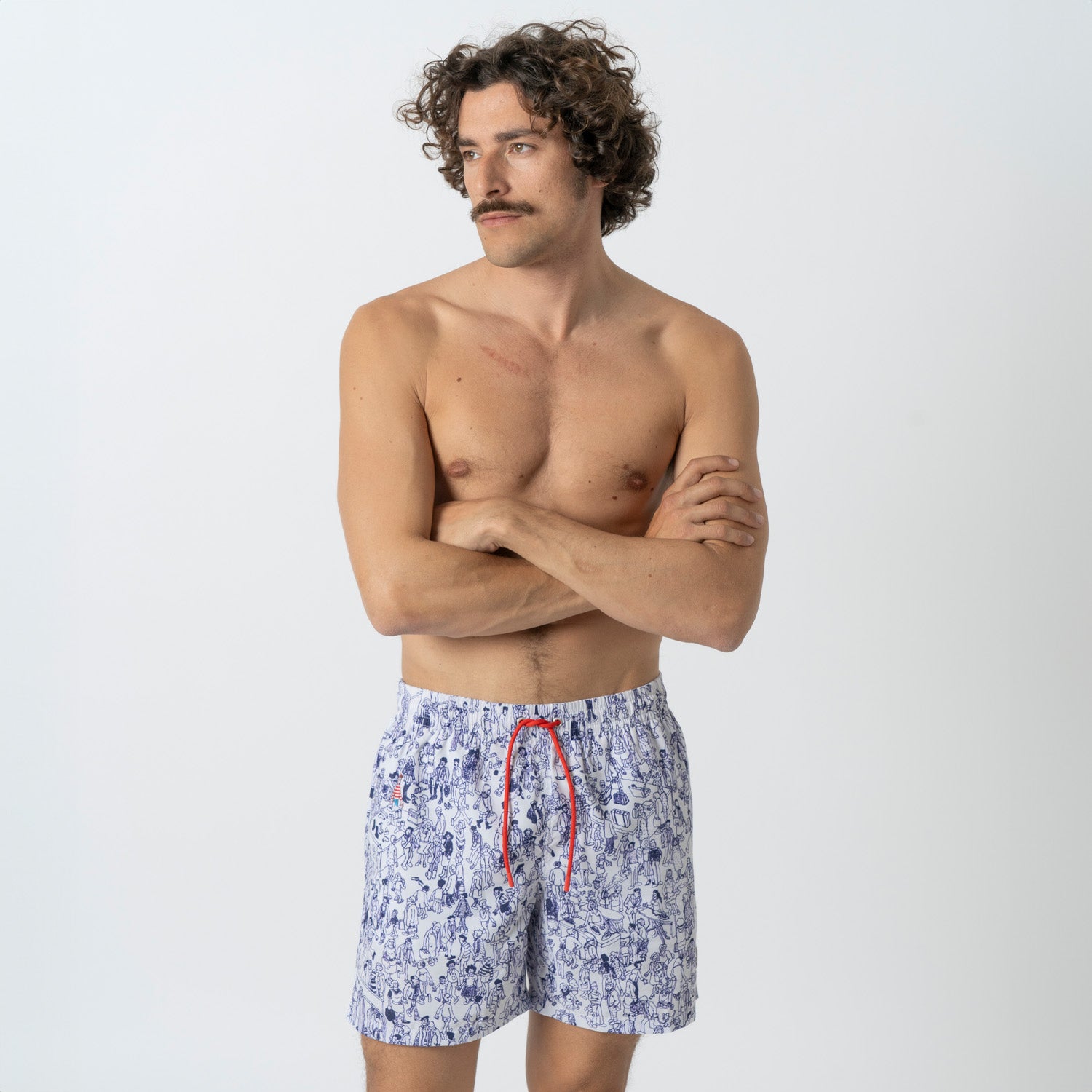 Wally Swim Shorts - White Blue (2)